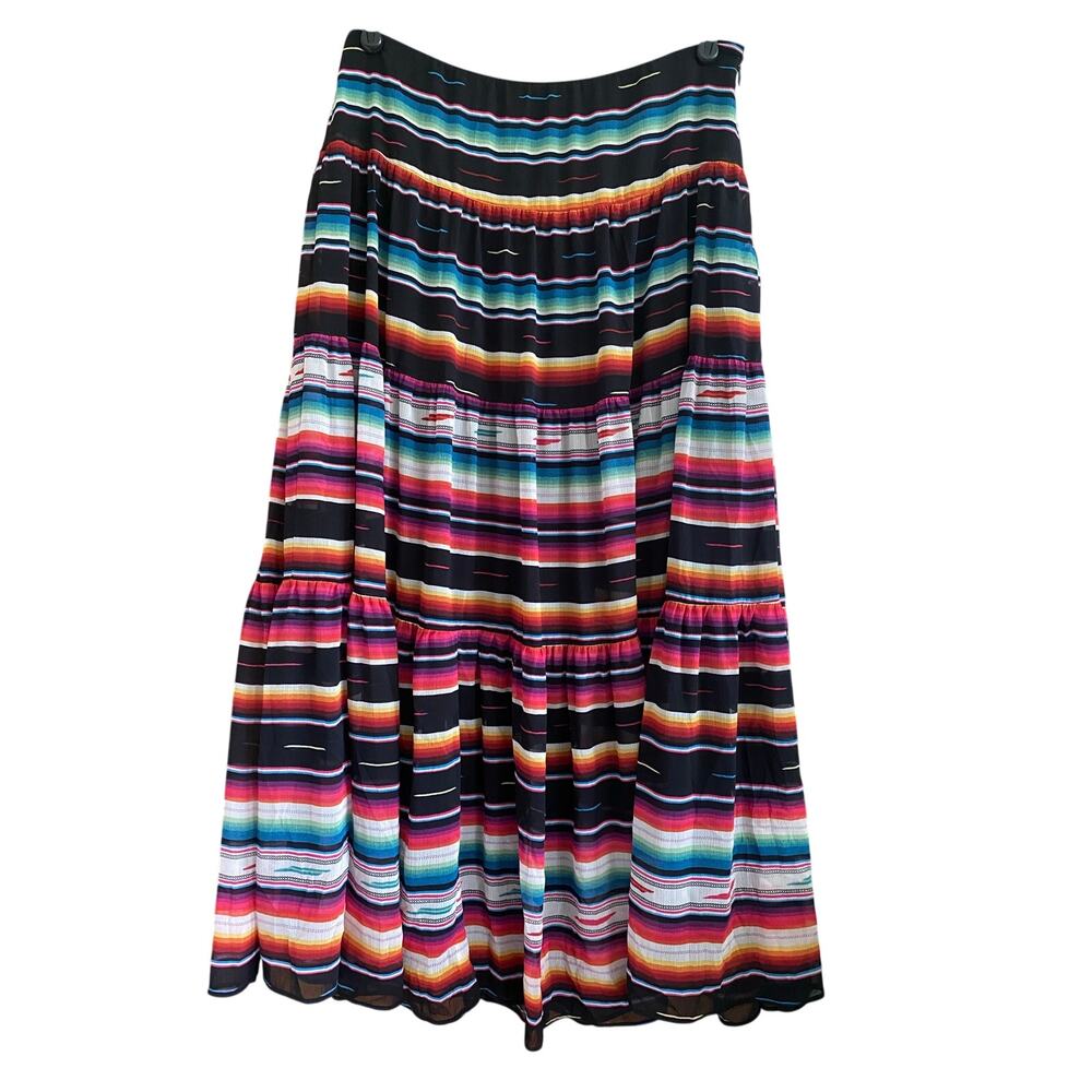 Lauren Ralph Lauren Black Label Striped Crinkle Georgette Skirt Size 6